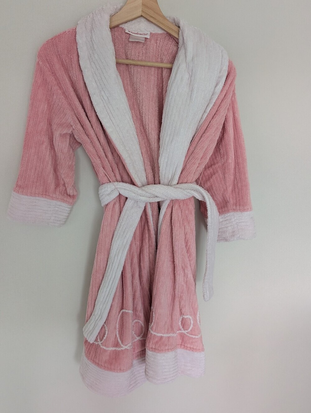 American Girl Emily Pink Chenille Robe with Belt for Girl Small Retired Matching